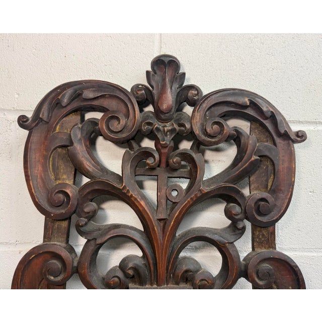 Large Antique 19th Century Carved Wood Architectural Salvage Pediment Sculpture For Sale - Image 9 of 12