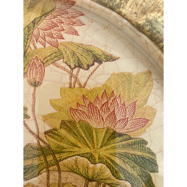 Glass Vintage Lesley Roy Hand Made Decorator Reverse Painted Glass Plate For Sale - Image 7 of 10