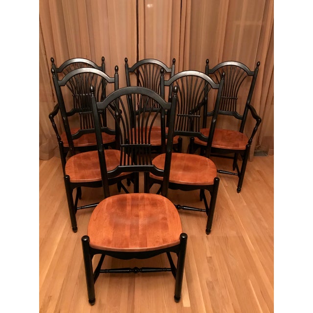 1990s Vintage Nichols & Stone Cherry Wheat Sheaf Chairs Set of 6