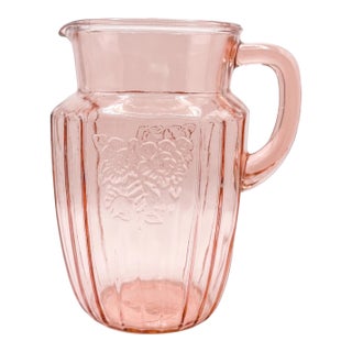 930s Hocking Glass 'Mayfair / Open Rose' Pink Depression Pitcher For Sale