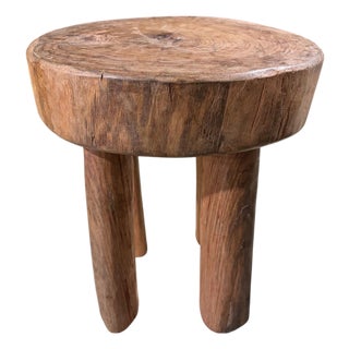 African Vintage Carved Wood Milk Stool Hehe Gogo People Tanzania 13" H For Sale