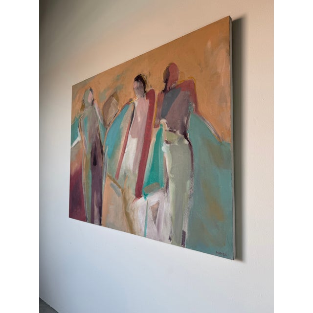 Large Vintage Abstract Figurative Acrylic Painting on Canvas by Hamzik For Sale - Image 4 of 11