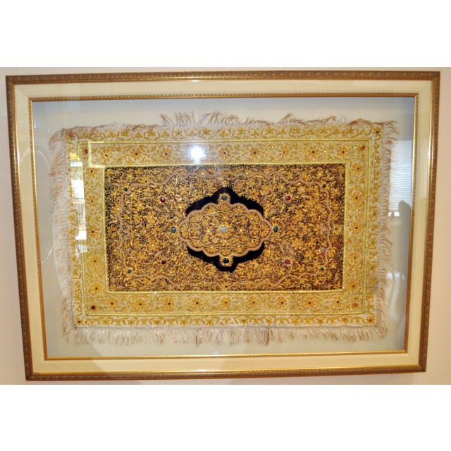 1990s Wall Art Oversized Framed Silk Rug Decorated With Natural Stones For Sale - Image 10 of 10
