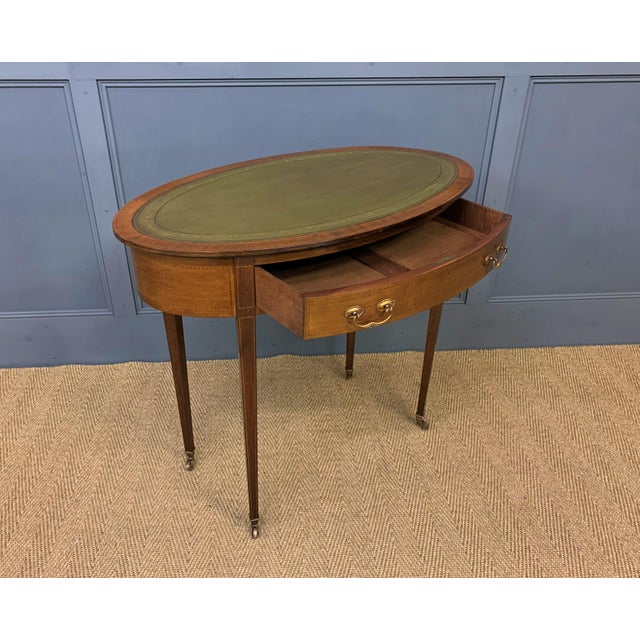 Brown Edwardian Oval Mahogany Writing Table, 1900s For Sale - Image 8 of 14