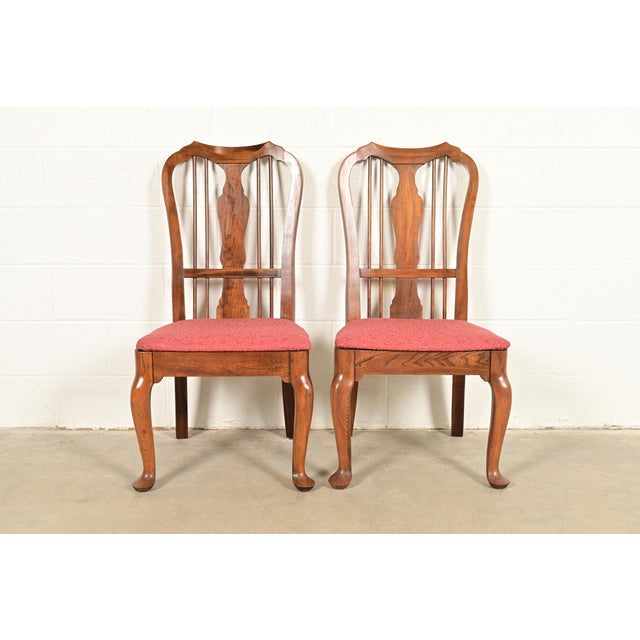 Baker Furniture Style Queen Anne Solid Walnut Side Chairs or Dining Chairs, Pair For Sale - Image 14 of 14
