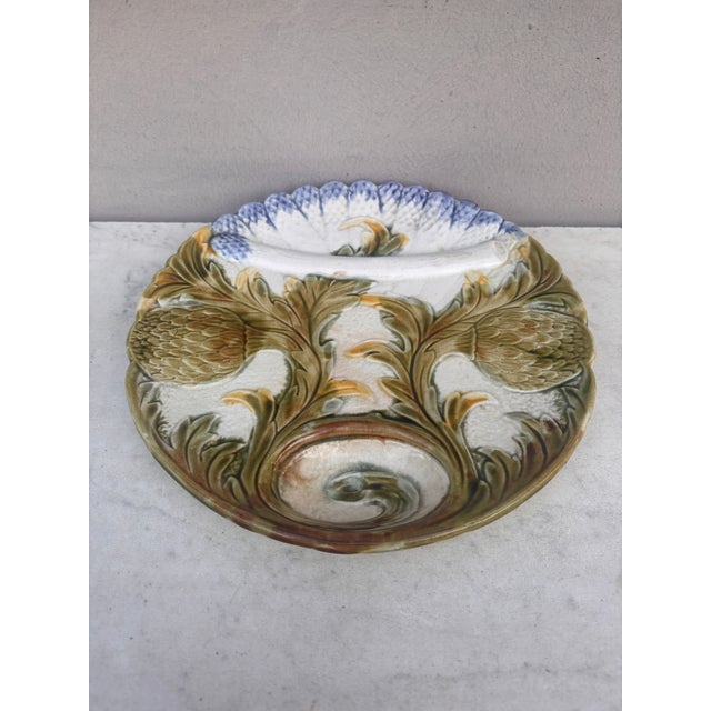 French Majolica asparagus plate Orchies, circa 1890.