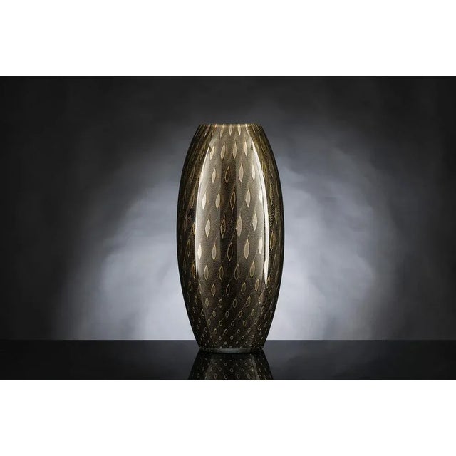 Fat Big Italian Gold and Black Murano Glass Mocenigo Vase by Marco Segantin for VGnewtrend For Sale - Image 4 of 4
