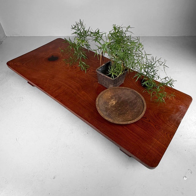 Large Japanese Zataku Low Table in Keyaki Wood, 1960s For Sale - Image 14 of 18
