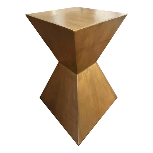 Geometric Gilded Metal Pedestal For Sale