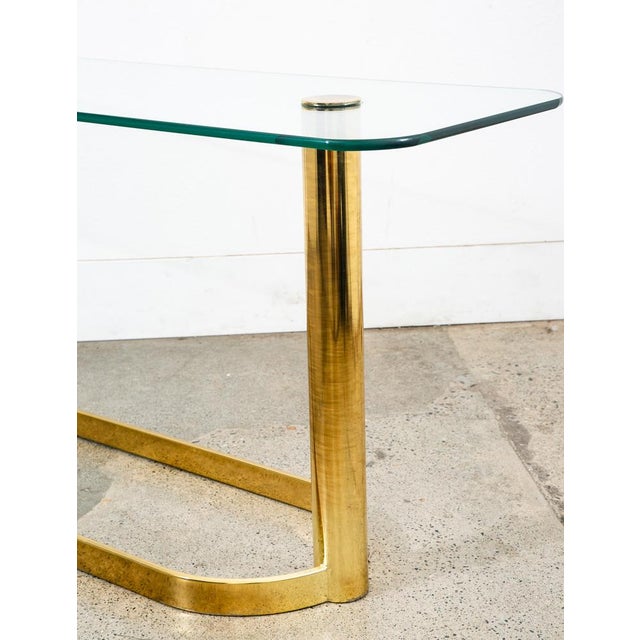 Mid Century Modern Console Table Entry Sofa Metal Brass Glass Vintage Floating For Sale In Sacramento - Image 6 of 12