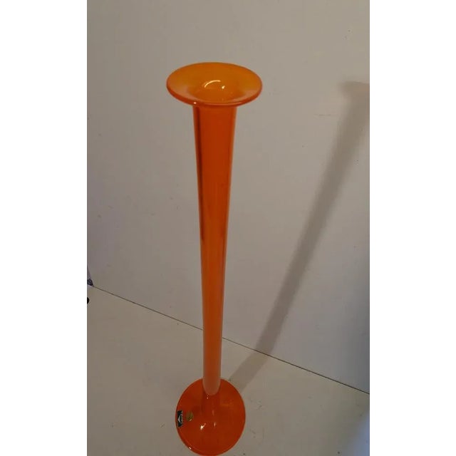 Orange Huge Orange Art Glass Luciano Vistosi MuranoCandlestick For Sale - Image 8 of 10