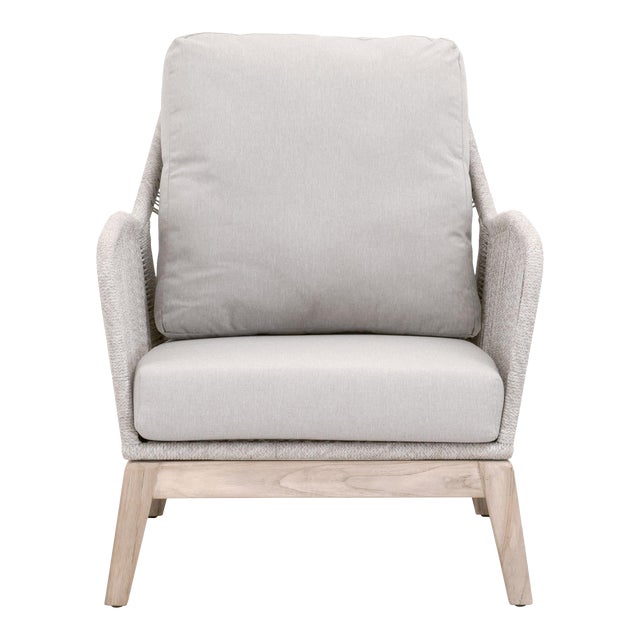 Loom Teak & Rope Outdoor Club Chair, Taupe & White Flat Rope For Sale