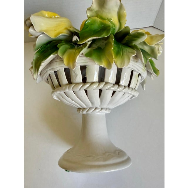 Vintage Italian Hand-Painted Yellow Tulip Majolica Bouquet Centerpiece For Sale - Image 11 of 12