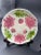 Beautiful pair of German Majolica Pink Chrysanthemum plates with buds & green leaves. High Relief flowers. A noble plant....