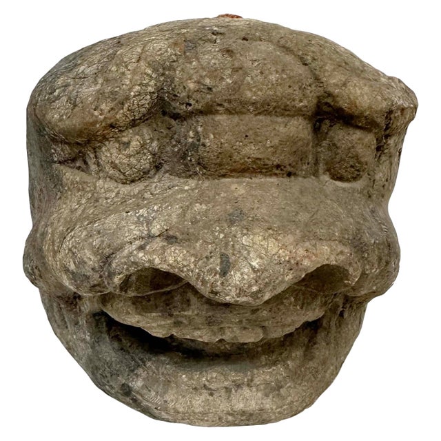 Late 19th-Century Antique Chinese Carved Stone Heracles Head For Sale