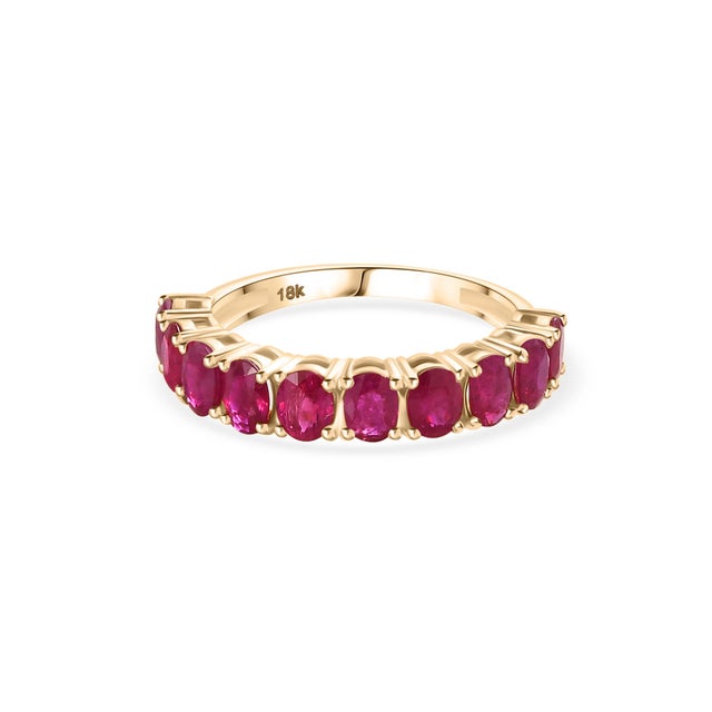 Not Yet Made - Made To Order 18k Yellow Gold Ruby Wedding Band Ring Size 5 For Sale - Image 5 of 12