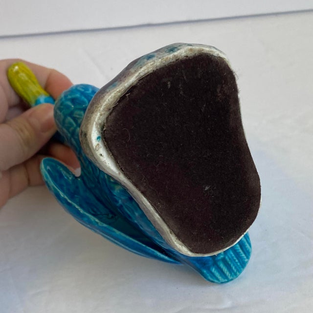 Chinese Turquoise Duck Statue Antique Figural Porcelain Blue Glaze Goose Bird Figurine For Sale - Image 10 of 11