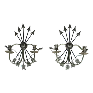 Directioire Style Brass Arrow Sconce/Pair