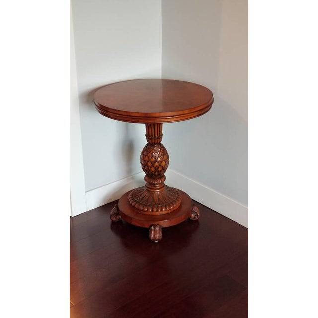 Traditional Ethan Allen Pineapple Pedestal Base Sophia Accent Table