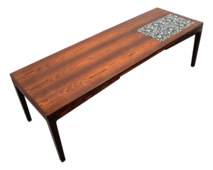 Mid Century Danish Modern Coffee Table Rosewood Tile White Black Surfboard Nm