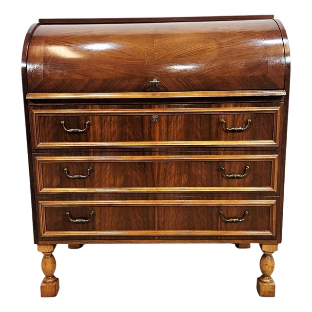 Walnut Cylinder-Roll-Top Secretary Desk, 1970s For Sale