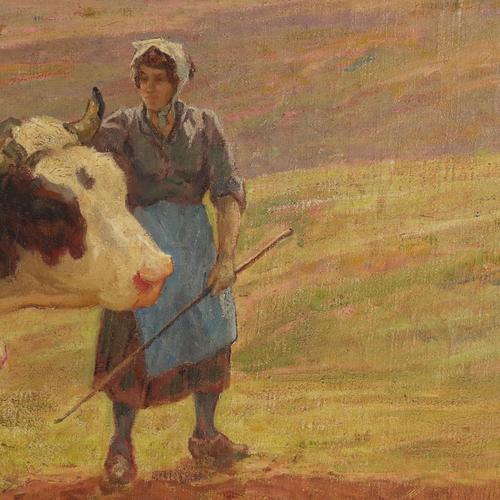 Clovis Terraire, La bourage en Bugey, Oil on Canvas, Framed For Sale - Image 6 of 15