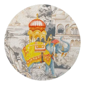 Nicolette Mayer India Elephant 16" Round Pebble Placemats, Set of 4