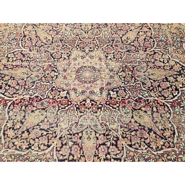 19th Century Persian Kerman Lavar Rug, Hand-Knotted Wool, Floral Design, Ivory & Red, 8x11 For Sale - Image 4 of 18