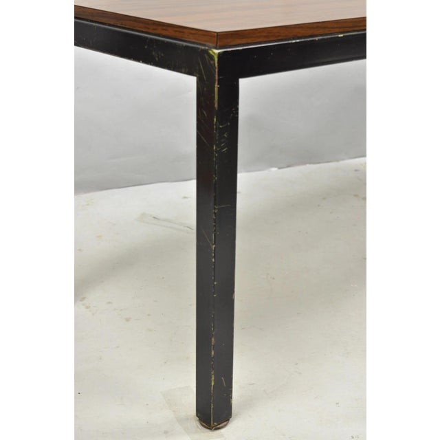 Vintage Mid Century Modern Steel Metal & Faux Rosewood Laminate Coffee Table For Sale - Image 11 of 14