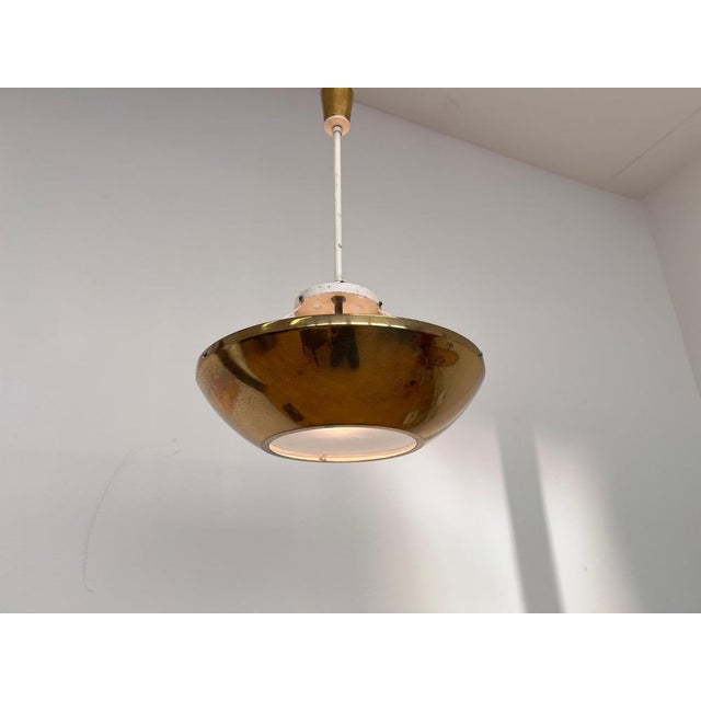 Small Brass UFO Pendant, Czechoslovakia, 1940s For Sale - Image 4 of 8