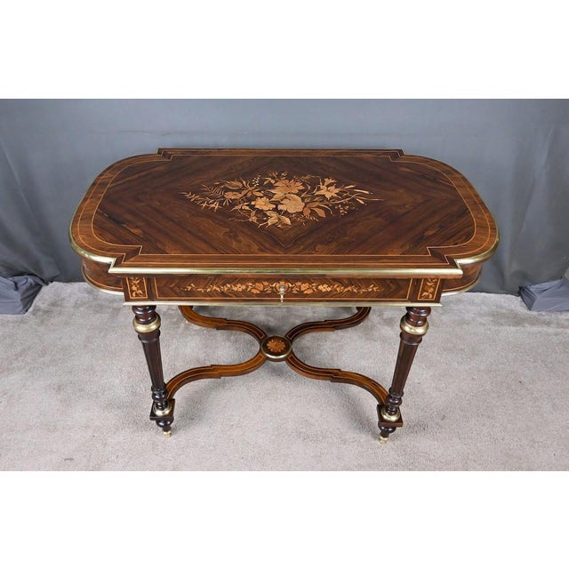 Napoleon III Center Table in Veneer, Second Half of the 19th Century For Sale - Image 13 of 18