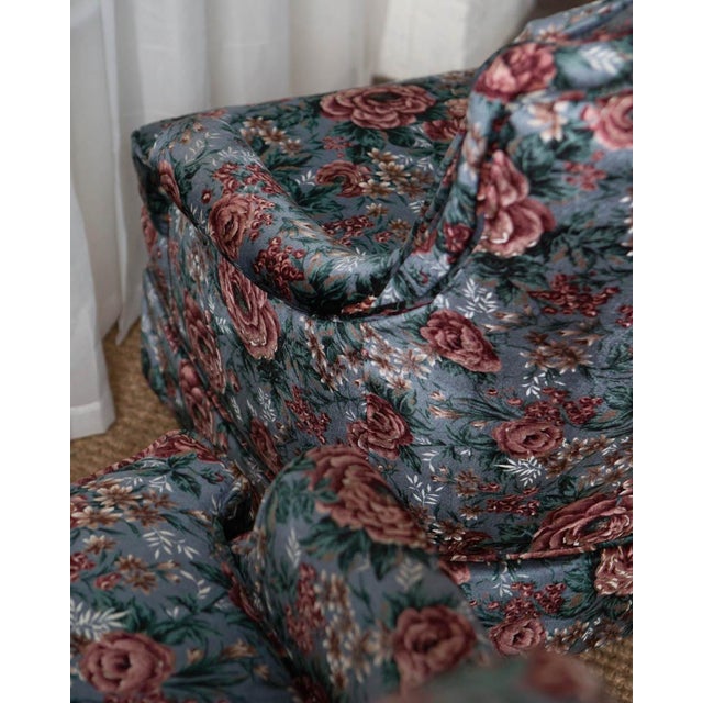 Pair of Vintage Tufted Floral Velvet High Back Chairs For Sale - Image 10 of 13