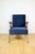 Classic armchair Var B-310 from the 1960s, vintage style, upholstered in navy blue velvet with dark wood elements. We...