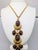 Metal Vintage Signed Les Bernard Cabochon Faux-Brown Agates Pendant Necklace For Sale - Image 7 of 11