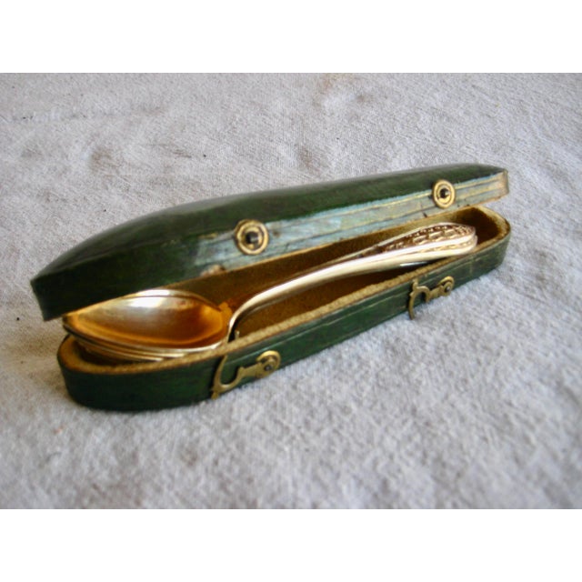 We have here a splendid and rare set of six french silver-gild dessert or coffee spoons , the silver mark is the old...