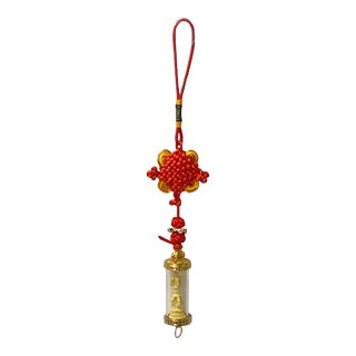 Oriental Chinese Vajra Dorge Shape Pendant Infinite Knot Tassel Display For Sale