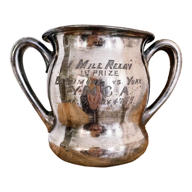 Antique 1899 Silverplated One Mile Relay Trophy For Sale