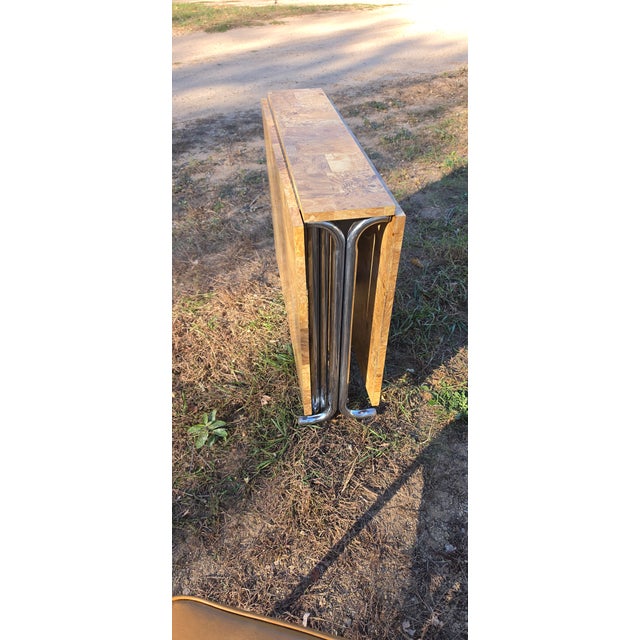 Mid-Century Modern Chrome & Faux-Burl Formica Gateleg Folding Dining Set - 5 Pieces For Sale - Image 10 of 18
