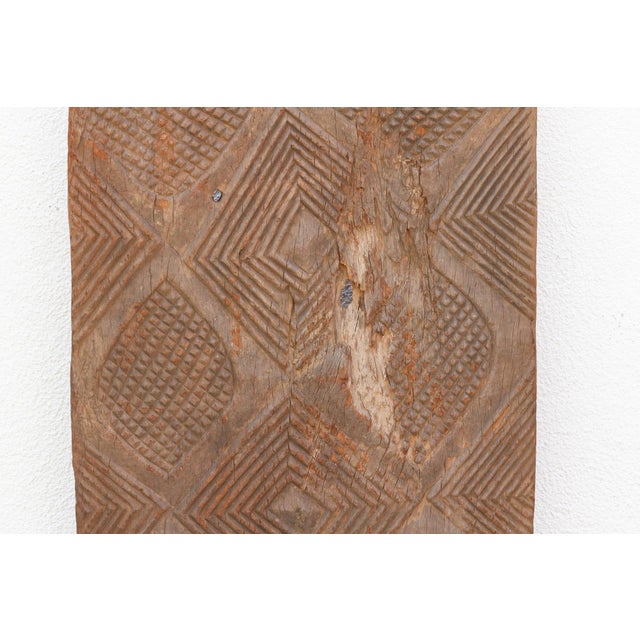 Wood Ancient Diamond Motif Dogon Door on Stand For Sale - Image 7 of 9