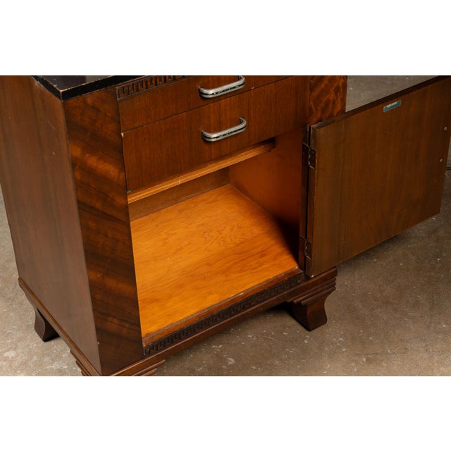 Vintage Streamline Art Deco Walnut Lighted Medical Cabinet by Hamilton For Sale - Image 10 of 18