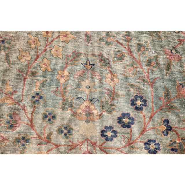 Authentic Indian Botanic Handmade wool Rug For Sale In New York - Image 6 of 14