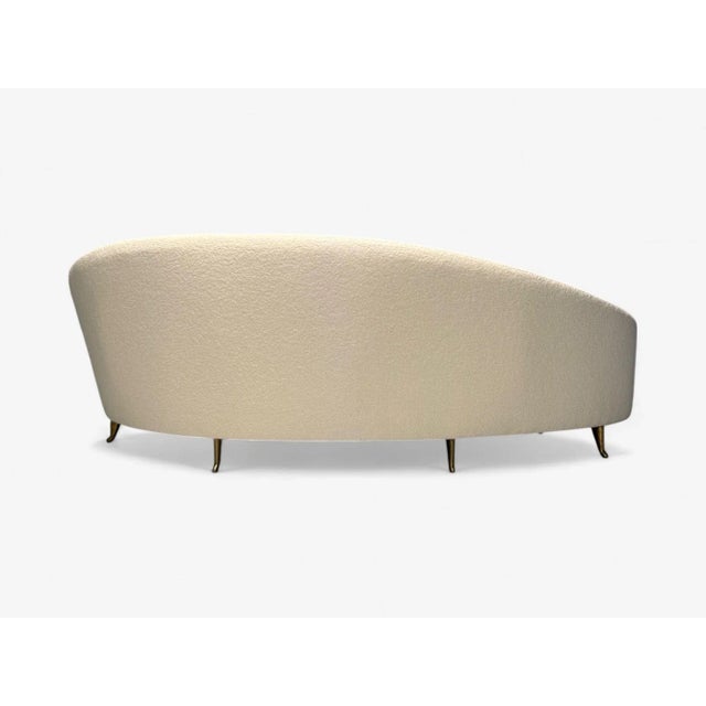 Federico Munari Italian Modern White Boucle & Bronze Sofa, Italy, 1950s For Sale - Image 11 of 11
