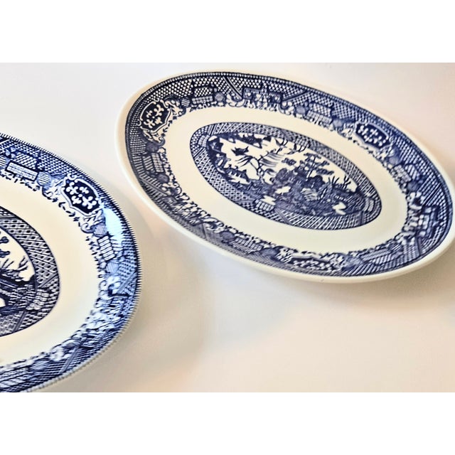 Vintage Flow Blue Willow Ironstone Platters- Set of Two For Sale - Image 6 of 9