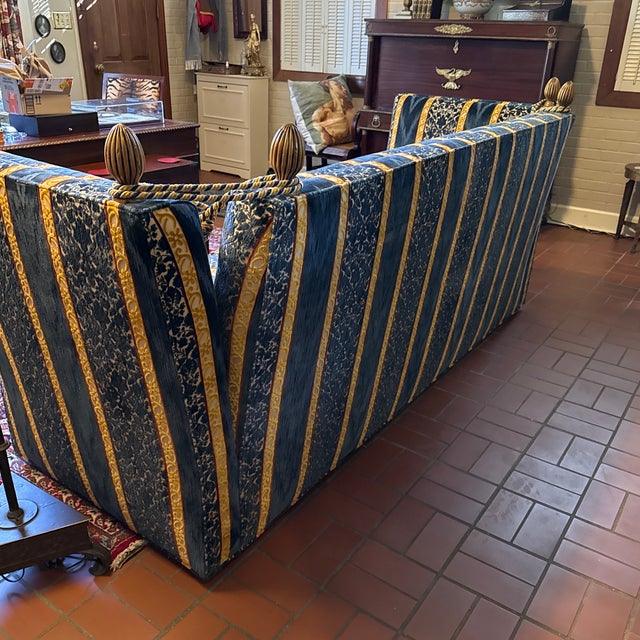 Late 20th Century Custom Blue Velvet Knole Sofa For Sale - Image 5 of 10