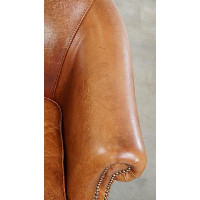 Brown Brown Leather Club Chair For Sale - Image 8 of 12