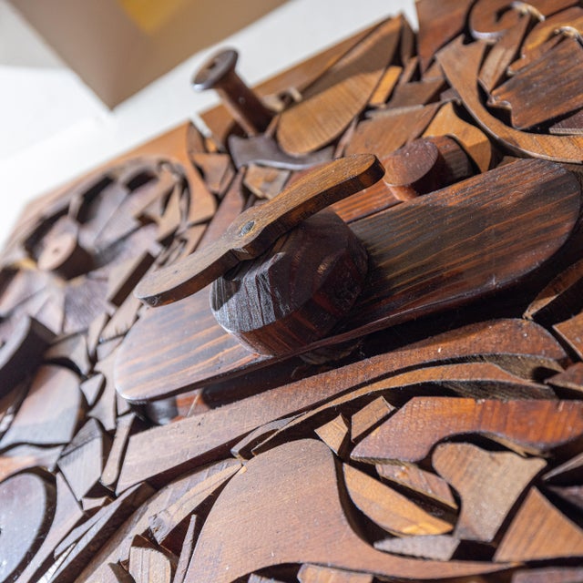 Large Mid-Century Abstract Wood Assemblage Wall Sculpture, 1960s For Sale - Image 15 of 16