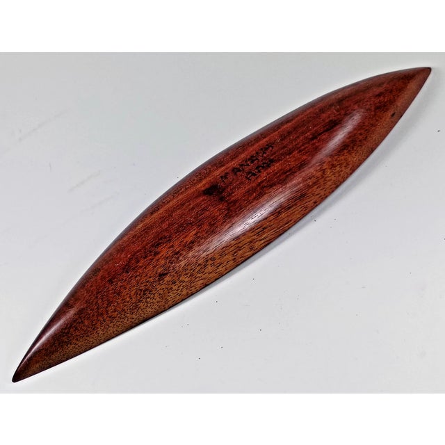 Brown Vintage Wooden Hand Made 9.75" Boat Figurine For Sale - Image 8 of 10