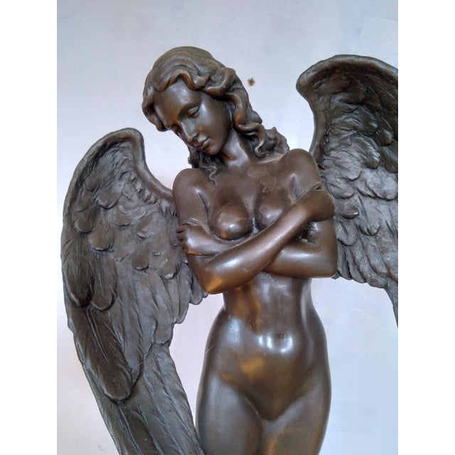Art Deco Early 20th Century Pierre Collinet Art Deco Bronze Sculpture – "Winged Nude Allegorical Angel" For Sale - Image 3 of 4