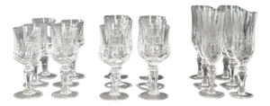 Crystal Glasses, 1970s, Set of 18