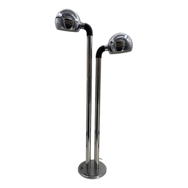 Italian Space Age Floor Lamp with Two Chrome Balls, 1970s For Sale